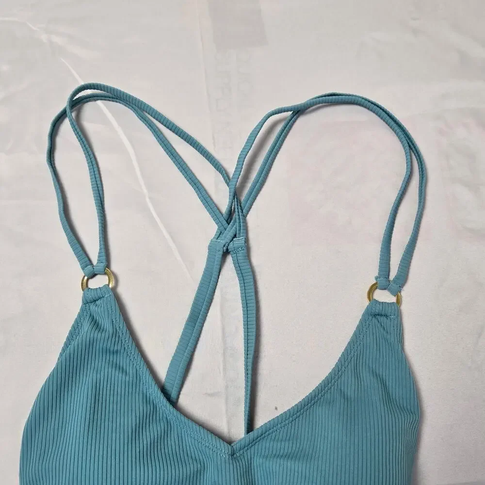 Time & Tru Women's Swimsuit L/G (12-14) Bluish Grey One Piece